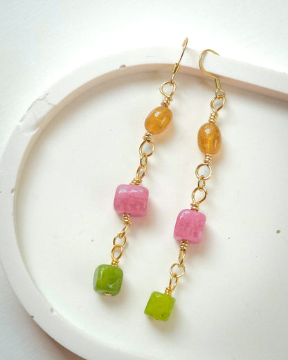 Sweet Pea ✦ Gemstone & Glass Everyday Dangle Earrings