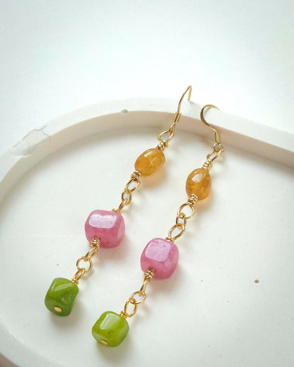 Sweet Pea ✦ Gemstone & Glass Everyday Dangle Earrings