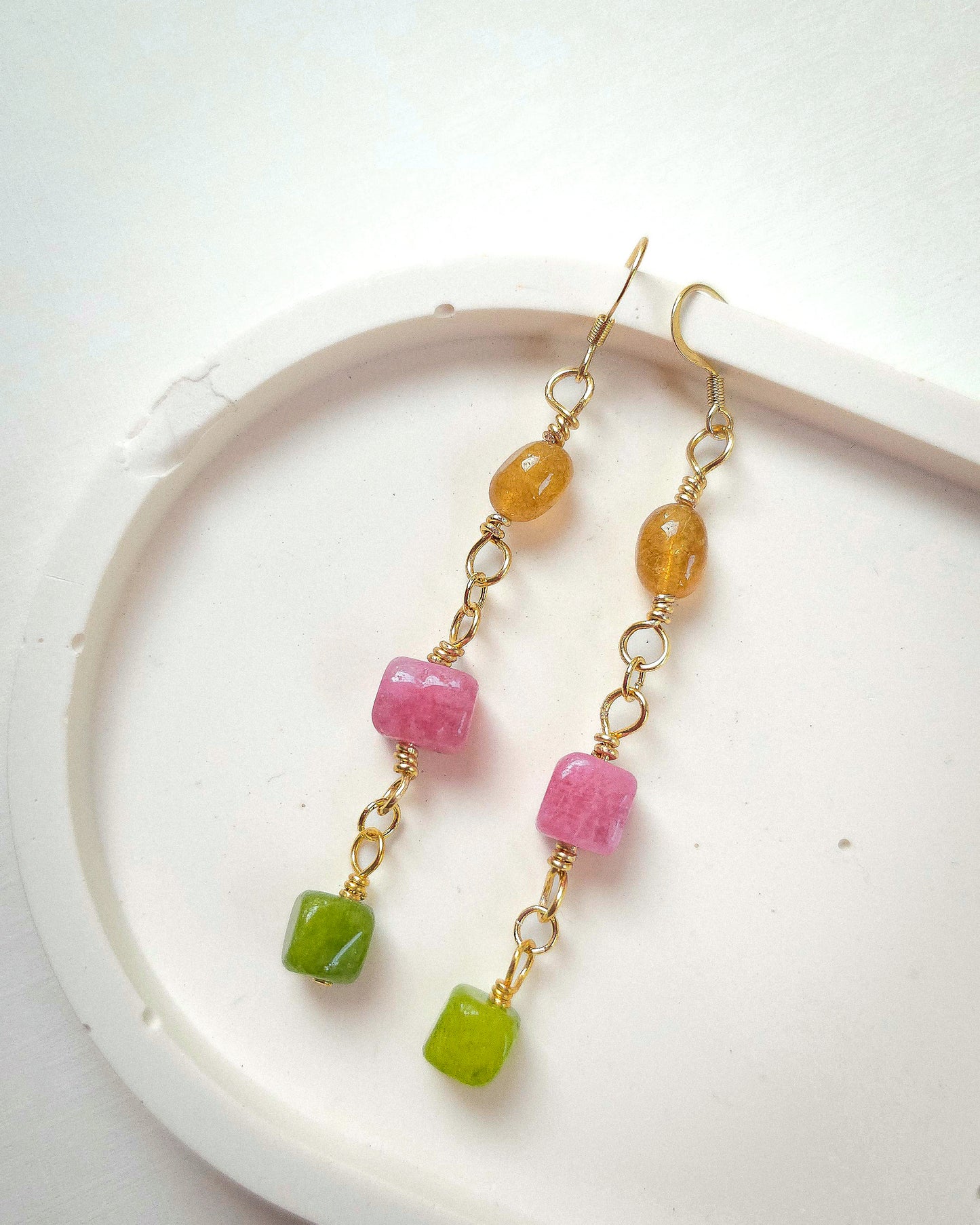 Sweet Pea ✦ Gemstone & Glass Everyday Dangle Earrings