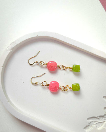 Flower Garden ✦ Short Drop Earrings, Everyday Wear, Colourful Jewellery