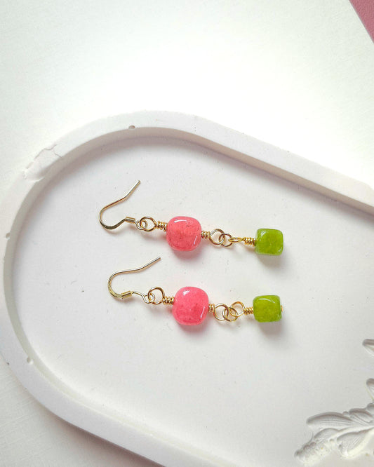 Flower Garden ✦ Short Drop Earrings, Everyday Wear, Colourful Jewellery
