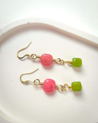 Flower Garden ✦ Short Drop Earrings, Everyday Wear, Colourful Jewellery