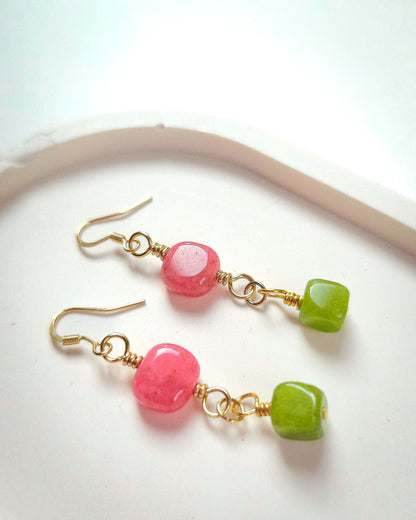 Flower Garden ✦ Short Drop Earrings, Everyday Wear, Colourful Jewellery