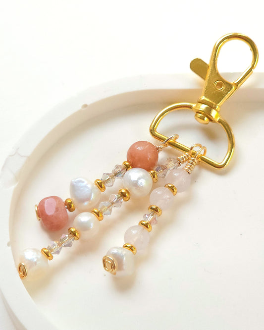 Bridesmaid Bag Charm, Semi Precious Gemstone, Freshwater Pearls & Crystal Glass