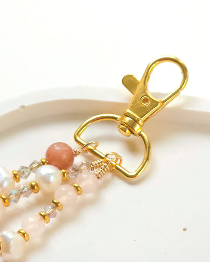 Bridesmaid Bag Charm, Semi Precious Gemstone, Freshwater Pearls & Crystal Glass
