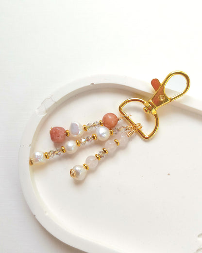 Bridesmaid Bag Charm, Semi Precious Gemstone, Freshwater Pearls & Crystal Glass
