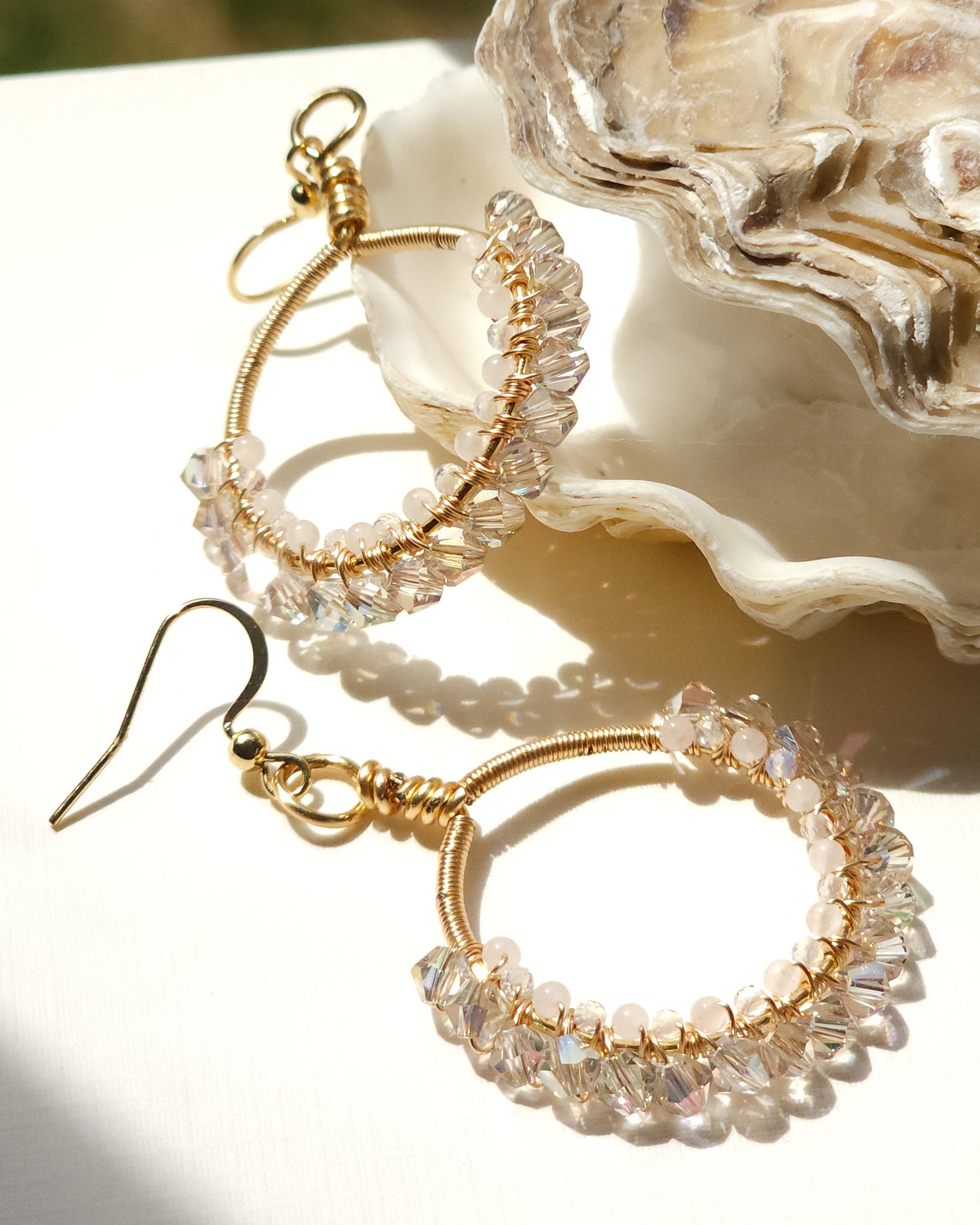 Double Wrapped Gemstone & Glass Earrings: Perfect for Weddings, Summer Dinners with Friends