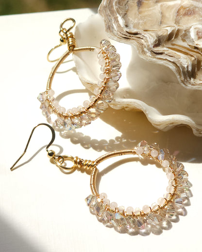 Double Wrapped Gemstone & Glass Earrings: Perfect for Weddings, Summer Dinners with Friends