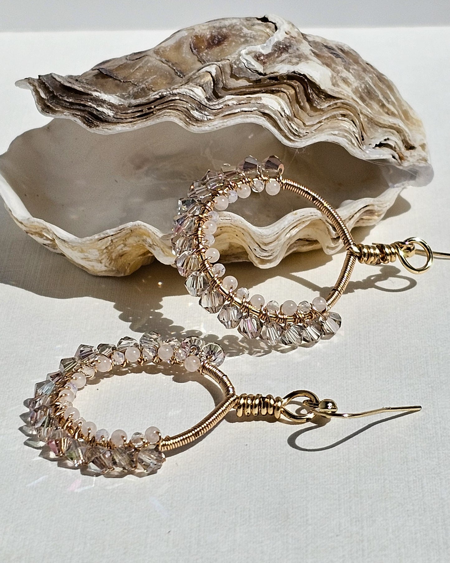 Double Wrapped Gemstone & Glass Earrings: Perfect for Weddings, Summer Dinners with Friends