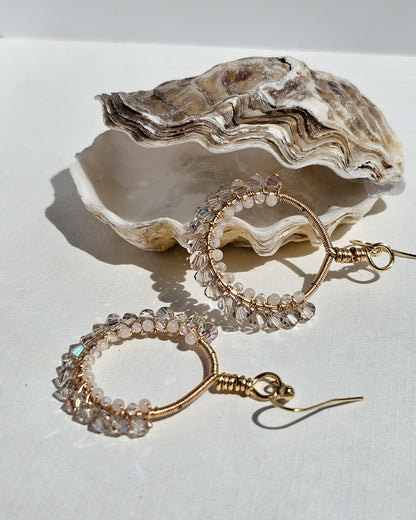 Double Wrapped Gemstone & Glass Earrings: Perfect for Weddings, Summer Dinners with Friends