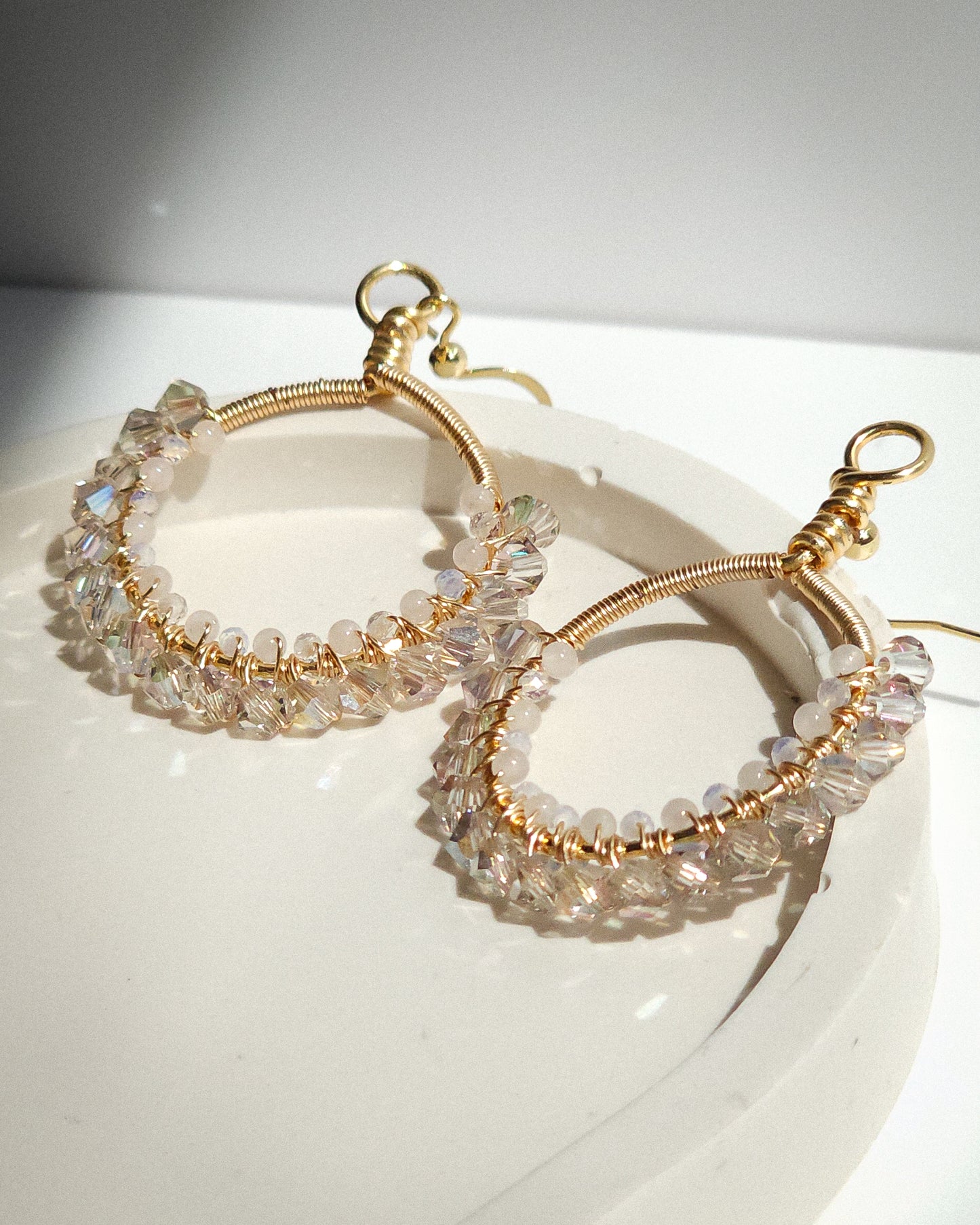 Double Wrapped Gemstone & Glass Earrings: Perfect for Weddings, Summer Dinners with Friends