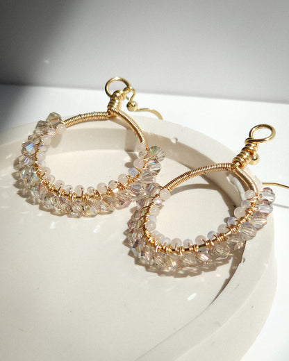 Double Wrapped Gemstone & Glass Earrings: Perfect for Weddings, Summer Dinners with Friends