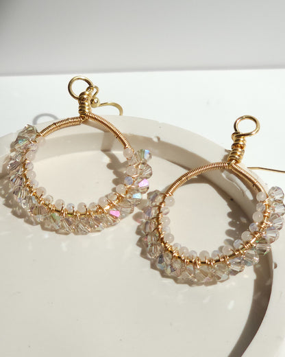 Double Wrapped Gemstone & Glass Earrings: Perfect for Weddings, Summer Dinners with Friends
