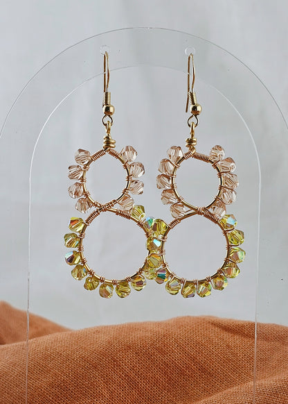 Infinity Shaped Wire Wrapped Glass Earrings: Garden Lilly Forever