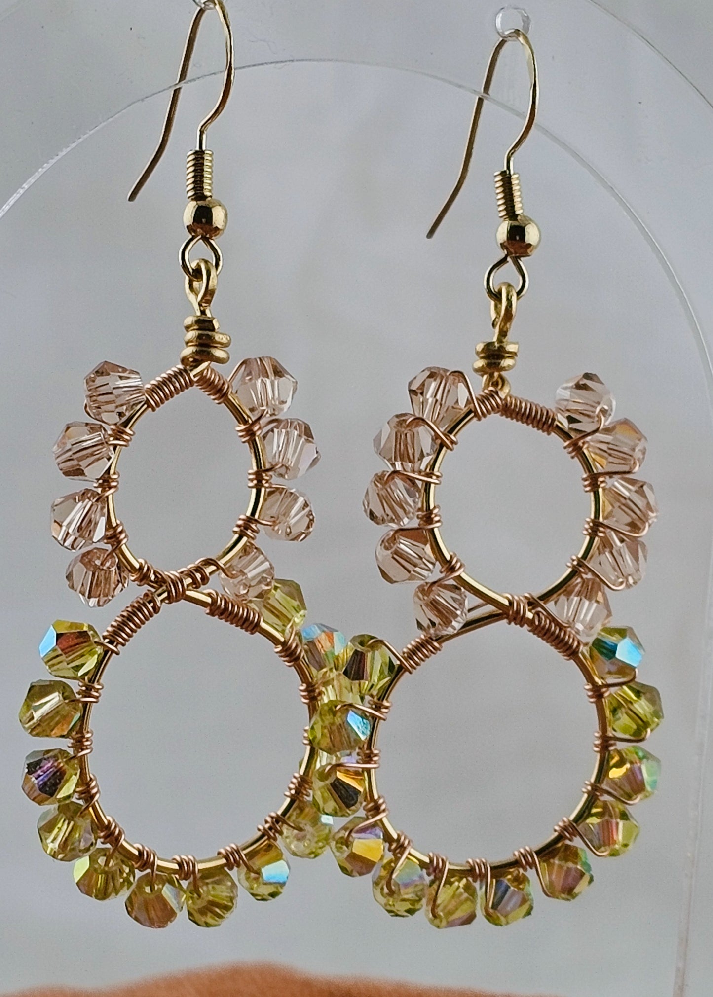 Infinity Shaped Wire Wrapped Glass Earrings: Garden Lilly Forever