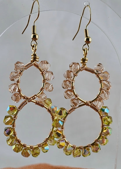 Infinity Shaped Wire Wrapped Glass Earrings: Garden Lilly Forever