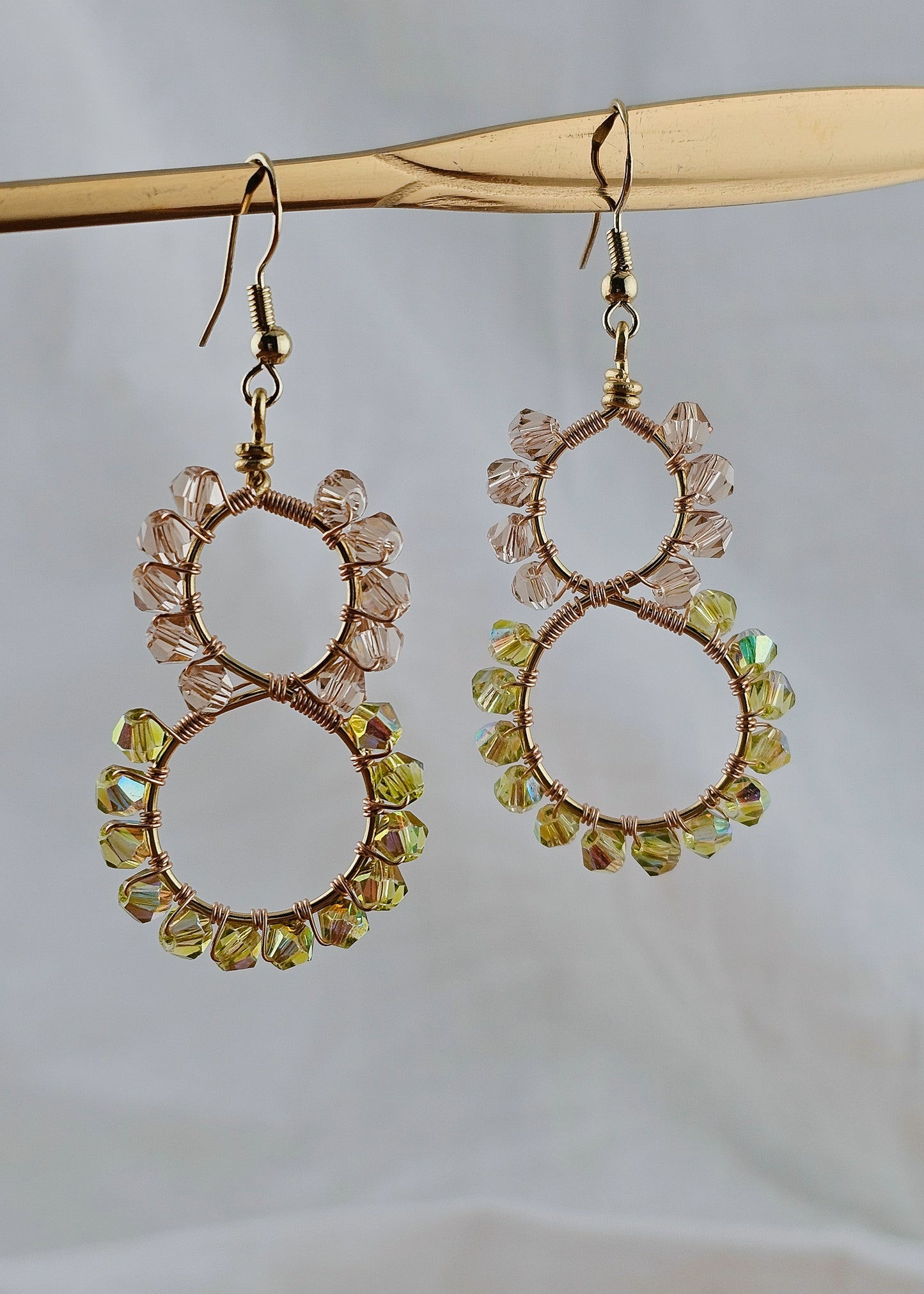 Infinity Shaped Wire Wrapped Glass Earrings: Garden Lilly Forever