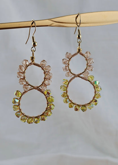 Infinity Shaped Wire Wrapped Glass Earrings: Garden Lilly Forever