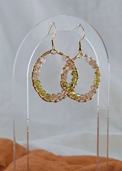 Wire Wrapped Glass Drop Earrings: Garden Lilly Round