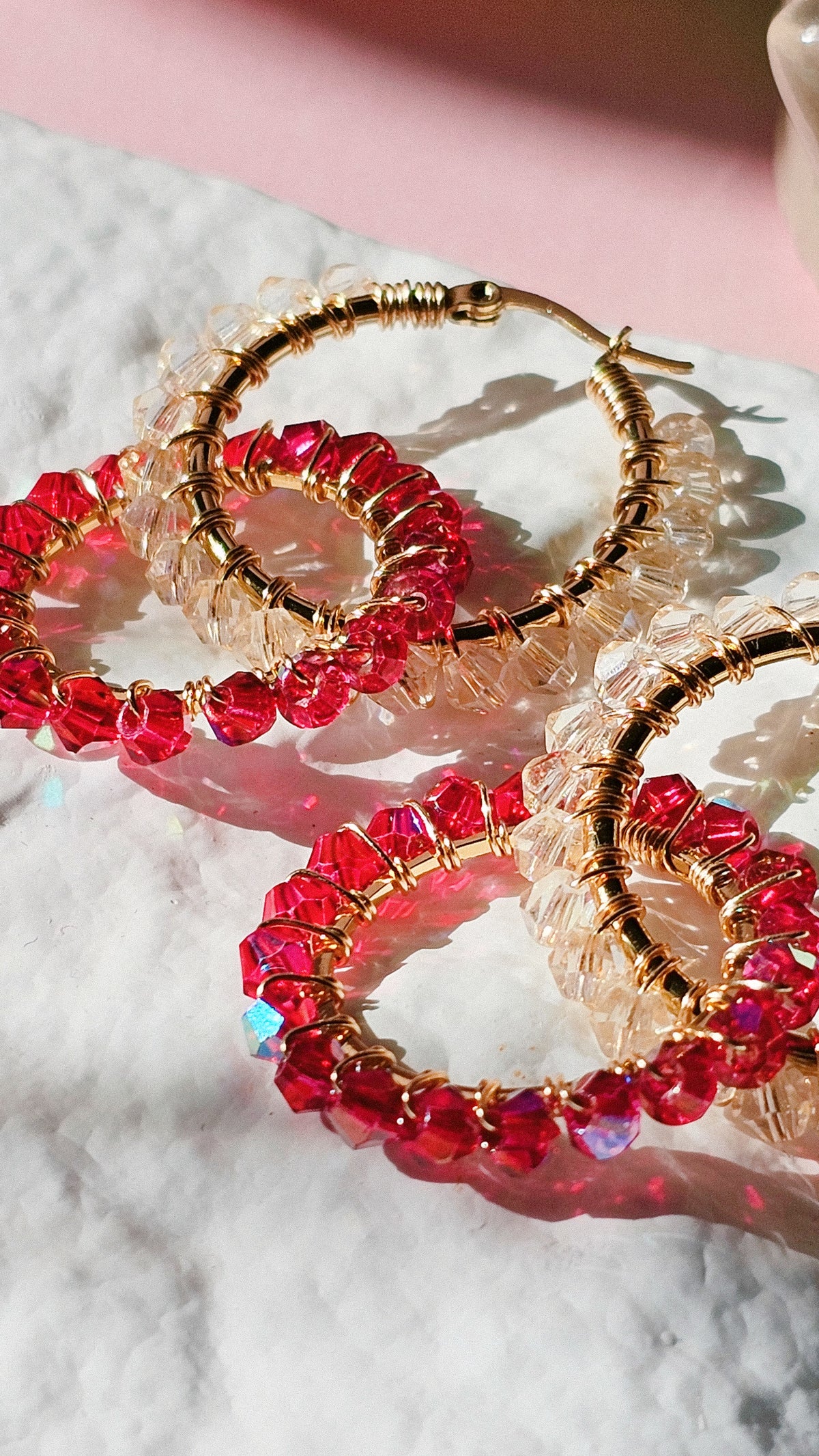 Maia Glass Links | Add-On Glass Bead Earring Charms | Handmade, 18k Gold Plated