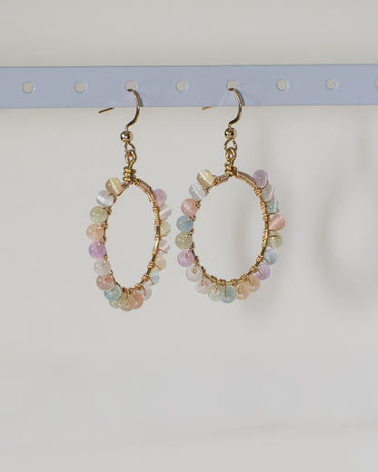 Happiness is a Rainbow: Glass 2mm Beaded Wire Wrapped Earrings