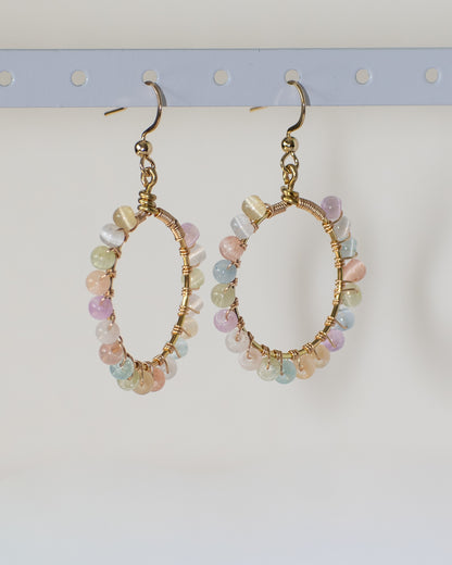 Happiness is a Rainbow: Glass 2mm Beaded Wire Wrapped Earrings