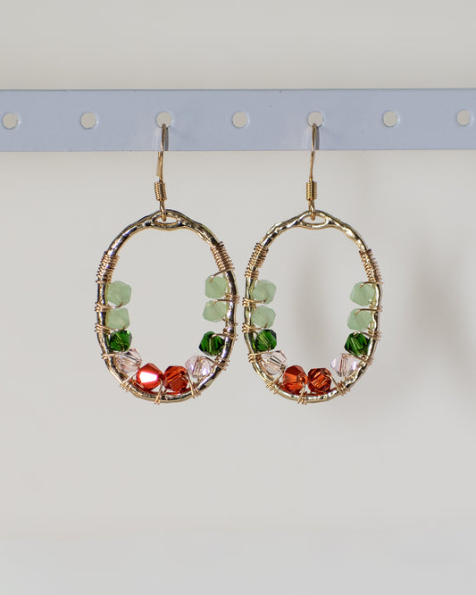 Wire Wrapped Strawberry Inspired Glass Earrings, Whimsical