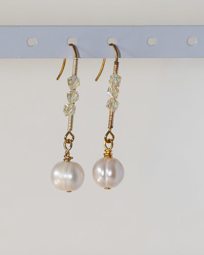 Bridal Droplets: Pearl & Glass Simple Bridal Earrings for Reception, Bridal Party