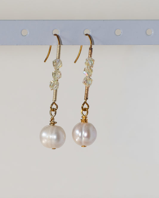 Bridal Droplets: Pearl & Glass Simple Bridal Earrings for Reception, Bridal Party