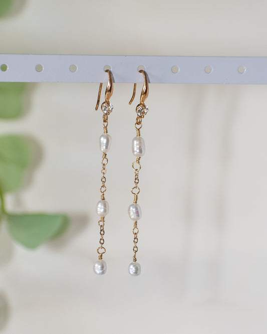 Bridal Elegance: Mini Pearl Triple Drop Earrings, Perfect for Bride, Bridal Party, Bridesmaids