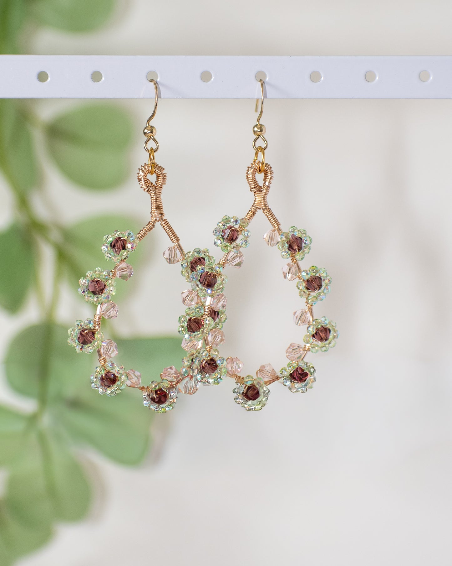 Pixie Florals: Wire Wrapped Glass Spring Inspired One of a Kind Teardrop Earrings