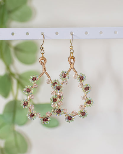 Pixie Florals: Wire Wrapped Glass Spring Inspired One of a Kind Teardrop Earrings