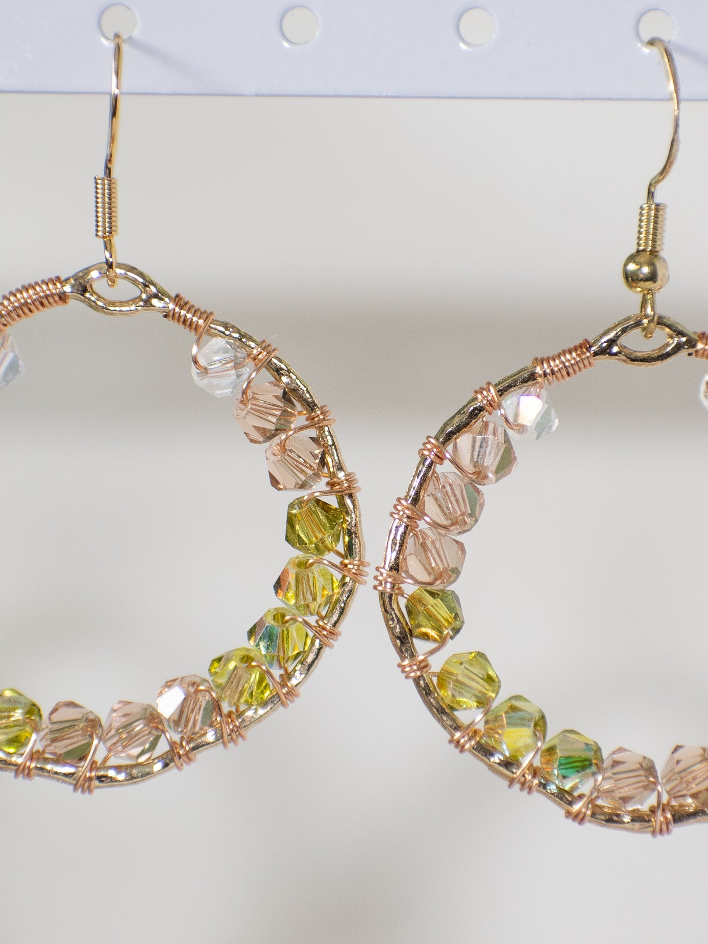 Spring Garden: Rose Pink and Olive Green Wire Wrapped Earrings
