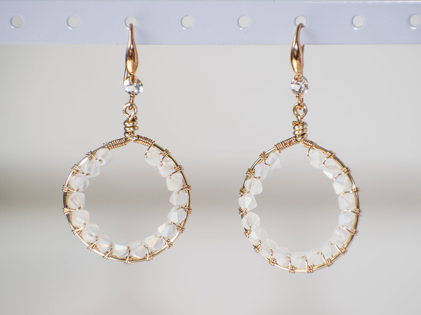 Moonstone Glimmer: Iridescent Glass Wire Wrapped, Bridal, Wedding, Mother of the Bride