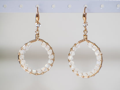 Moonstone Glimmer: Iridescent Glass Wire Wrapped, Bridal, Wedding, Mother of the Bride