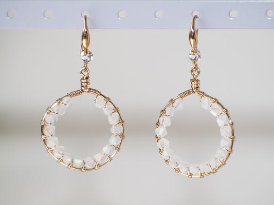 Moonstone Glimmer: Iridescent Glass Wire Wrapped, Bridal, Wedding, Mother of the Bride