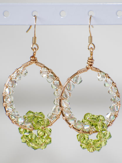 Glitz and Glam Earrings: Crystal Glass Wire Wrapped Earrings, Unique, One of a Kind