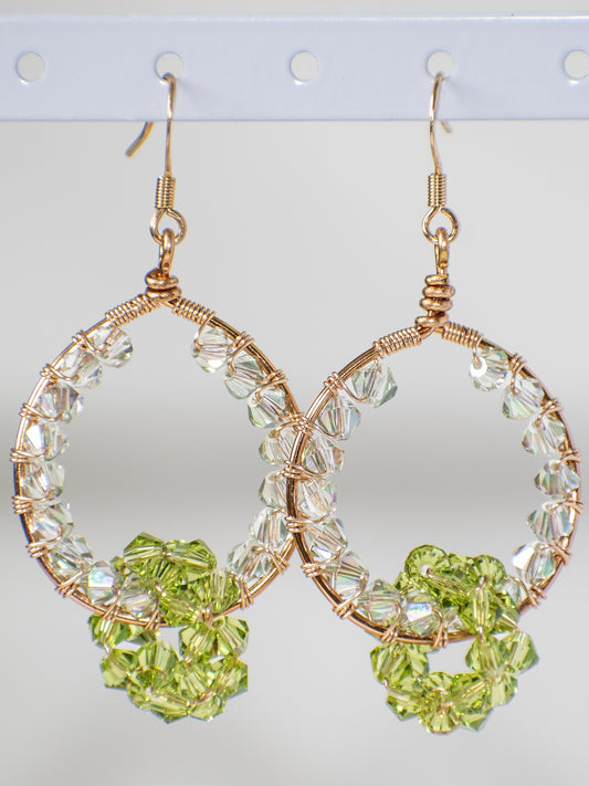 Glitz and Glam Earrings: Crystal Glass Wire Wrapped Earrings, Unique, One of a Kind