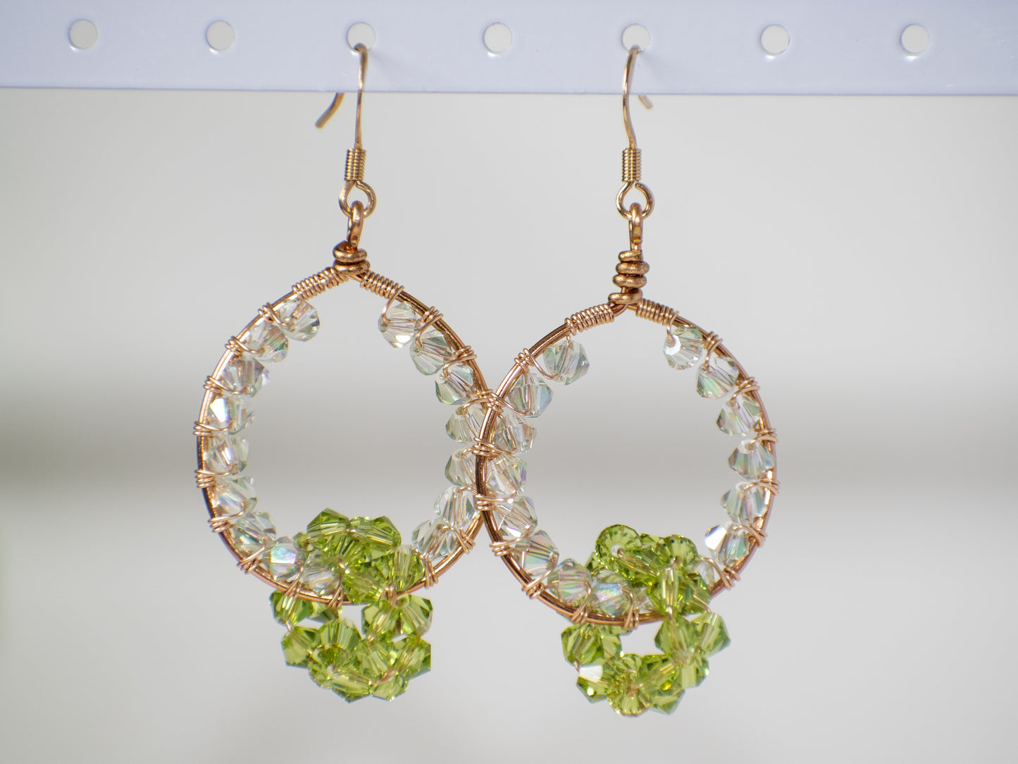 Glitz and Glam Earrings: Crystal Glass Wire Wrapped Earrings, Unique, One of a Kind