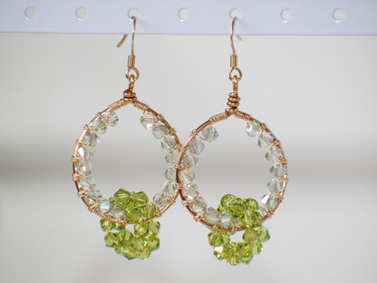 Glitz and Glam Earrings: Crystal Glass Wire Wrapped Earrings, Unique, One of a Kind