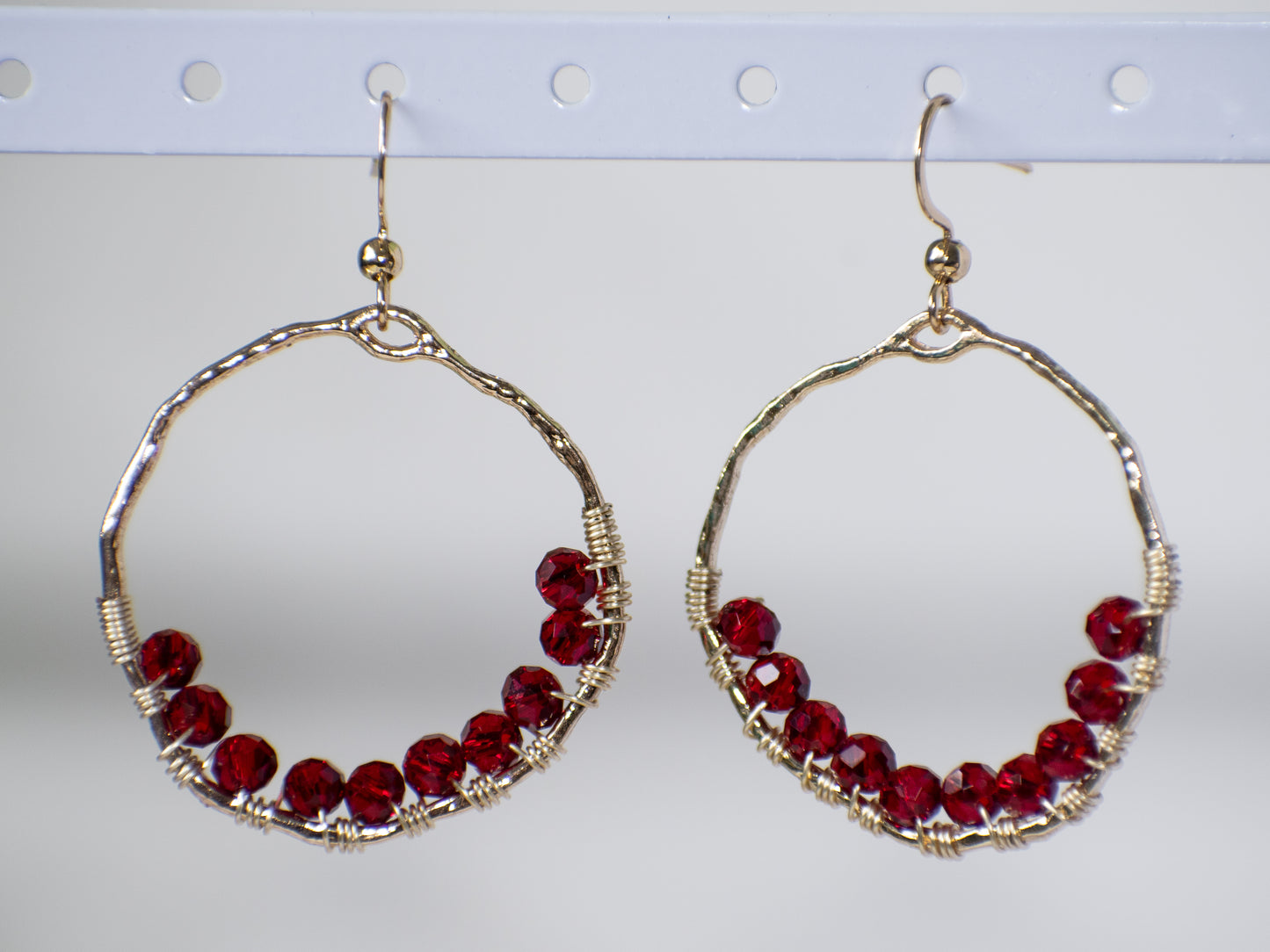 The Beginning: Wire Wrapped Red Unique Earrings, Lightweight