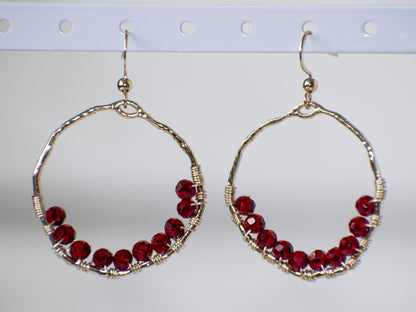 The Beginning: Wire Wrapped Red Unique Earrings, Lightweight