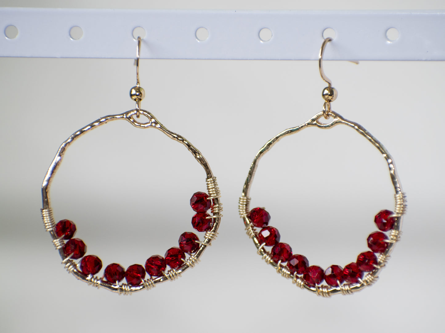 The Beginning: Wire Wrapped Red Unique Earrings, Lightweight