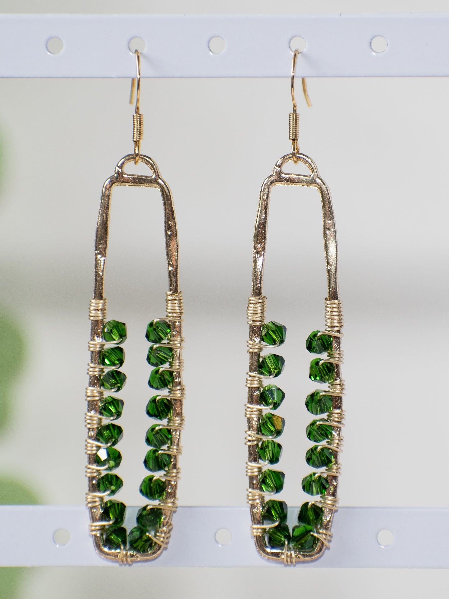 Emerald Goddess: Green Glass Wire Wrapped Fairycore Earrings