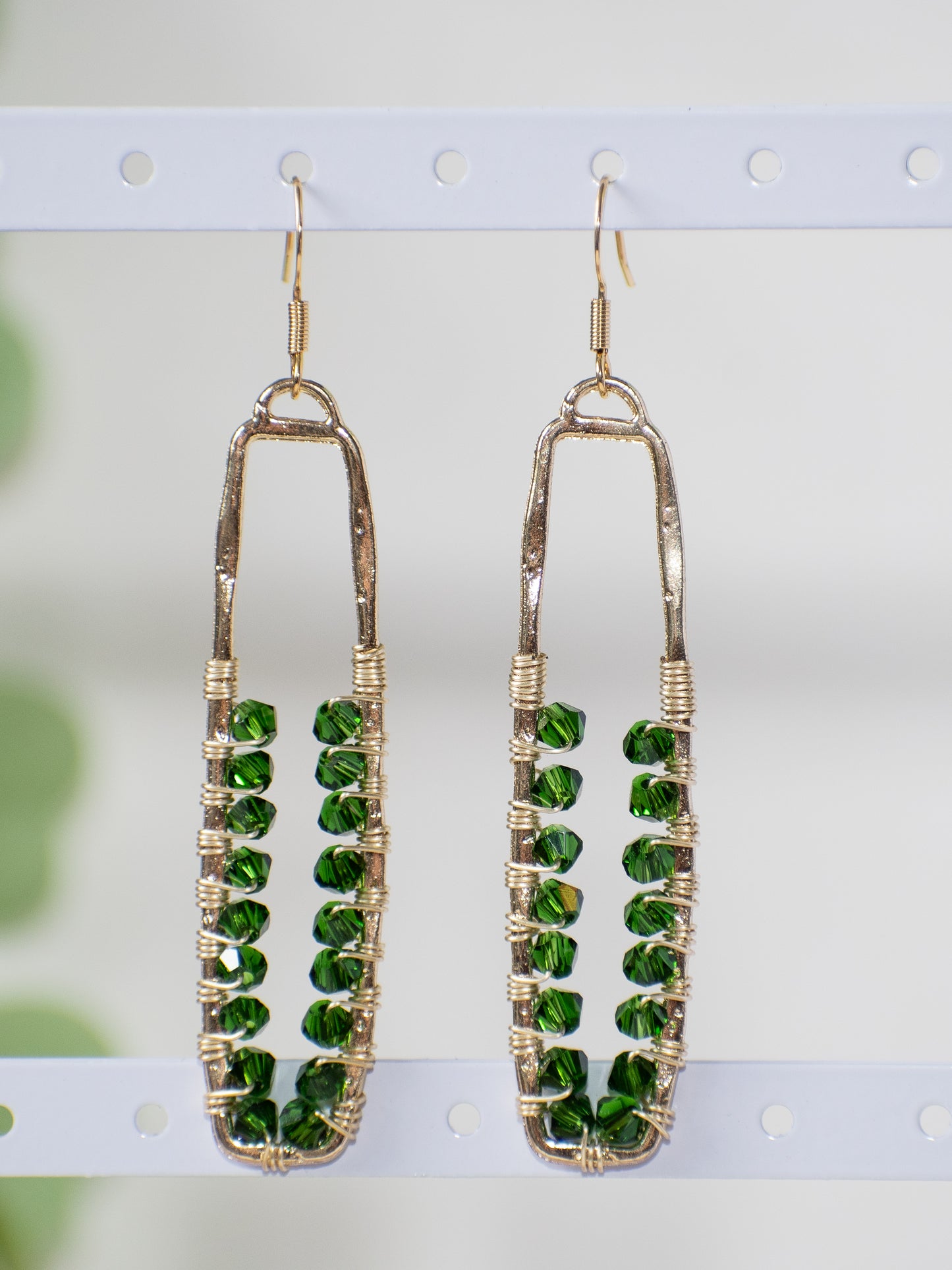 Emerald Goddess: Green Glass Wire Wrapped Fairycore Earrings