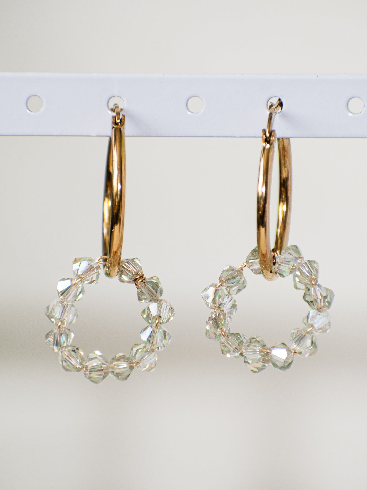 Charmed: Wire Wrapped Crystal Glass & Golden Hoop, Perfect for Everyday Wear