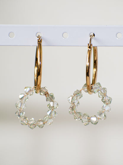 Charmed: Wire Wrapped Crystal Glass & Golden Hoop, Perfect for Everyday Wear