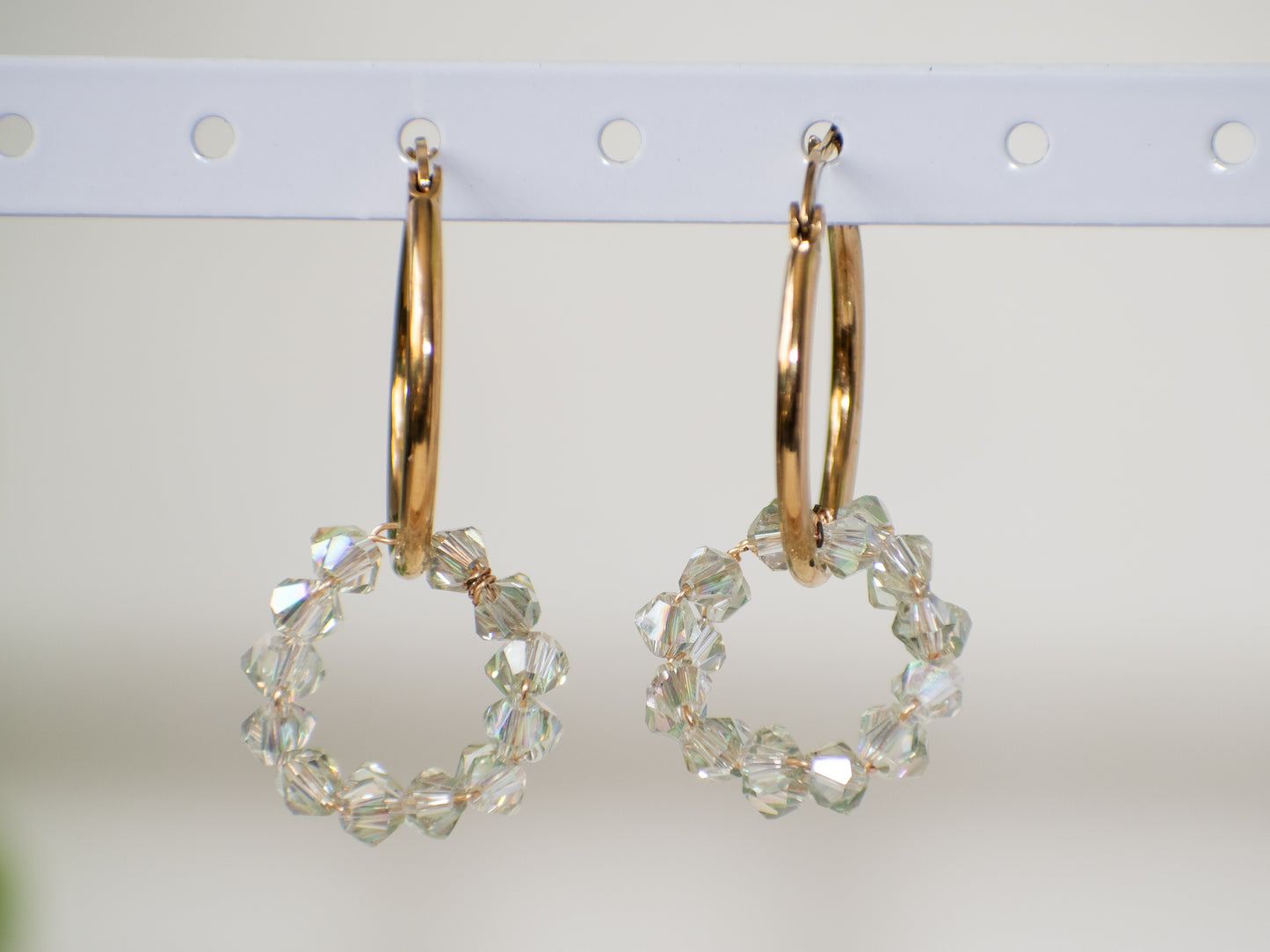 Charmed: Wire Wrapped Crystal Glass & Golden Hoop, Perfect for Everyday Wear