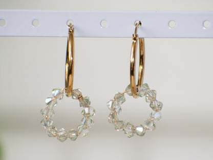 Charmed: Wire Wrapped Crystal Glass & Golden Hoop, Perfect for Everyday Wear