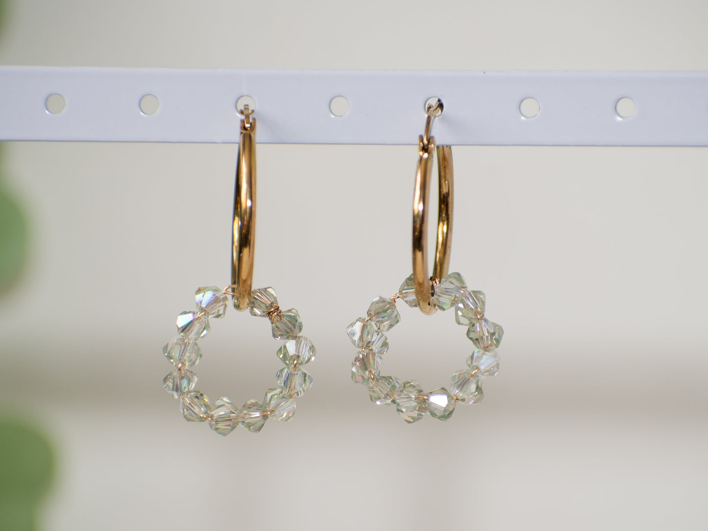 Charmed: Wire Wrapped Crystal Glass & Golden Hoop, Perfect for Everyday Wear
